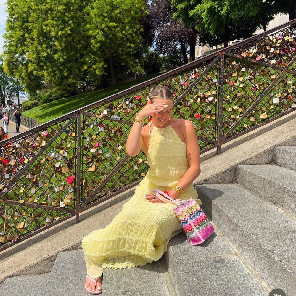 Aullie Yellow Halter Dress Peppermayo